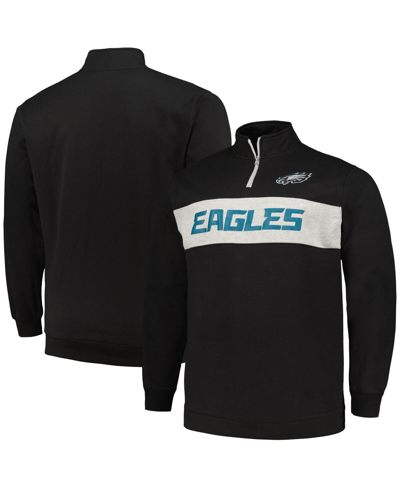 Shop Profile Men's  Black Philadelphia Eagles Big And Tall Fleece Quarter-zip Jacket