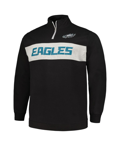 Shop Profile Men's  Black Philadelphia Eagles Big And Tall Fleece Quarter-zip Jacket
