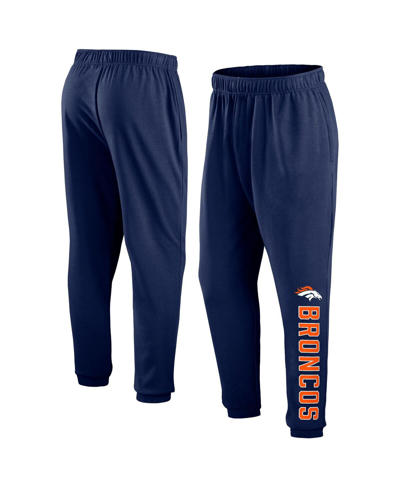 Shop Fanatics Men's  Navy Denver Broncos Chop Block Fleece Sweatpants