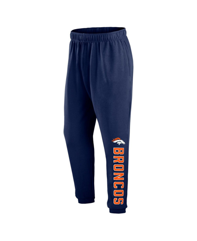 Shop Fanatics Men's  Navy Denver Broncos Chop Block Fleece Sweatpants