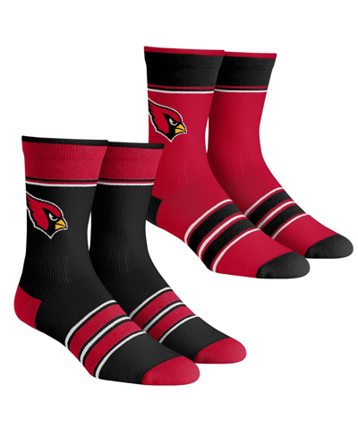 Shop Rock 'em Men's And Women's  Socks Arizona Cardinals Multi-stripe 2-pack Team Crew Sock Set In Maroon,black