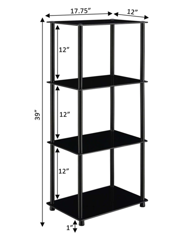 Convenience Concepts 17.75" Glass Designs2go Classic 4 Tier Tower In Black Glass