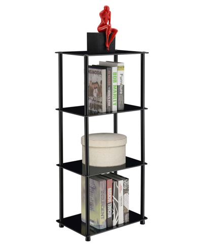 Convenience Concepts 17.75" Glass Designs2go Classic 4 Tier Tower In Black Glass