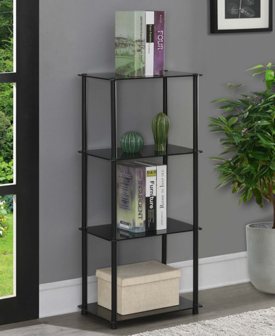 Convenience Concepts 17.75" Glass Designs2go Classic 4 Tier Tower In Black Glass
