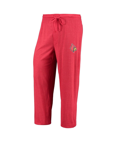 Concepts Sport Red/heathered Charcoal Louisville Cardinals Meter Long Sleeve T-shirt & Pants Sleep S In Red,heathered Charcoal