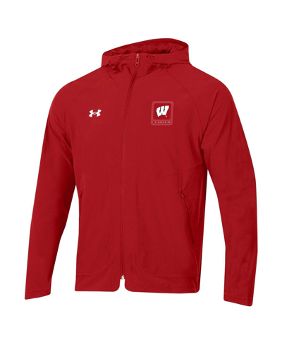 Shop Under Armour Men's  Red Wisconsin Badgers Unstoppable Raglan Full-zip Jacket