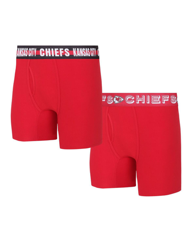 Shop Concepts Sport Men's  Kansas City Chiefs Gauge Knit Boxer Brief Two-pack In Red,black