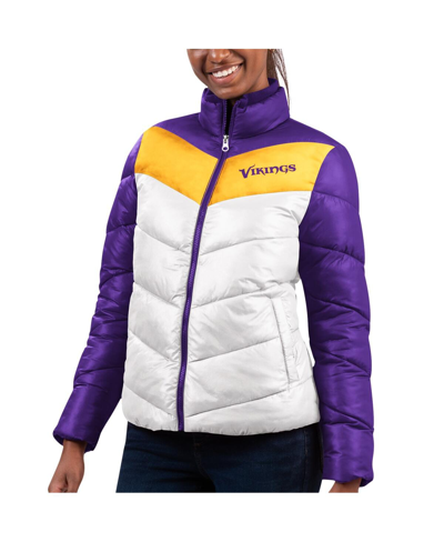 Shop G-iii 4her By Carl Banks Women's  White, Purple Minnesota Vikings New Star Quilted Full-zip Jacket In White,purple