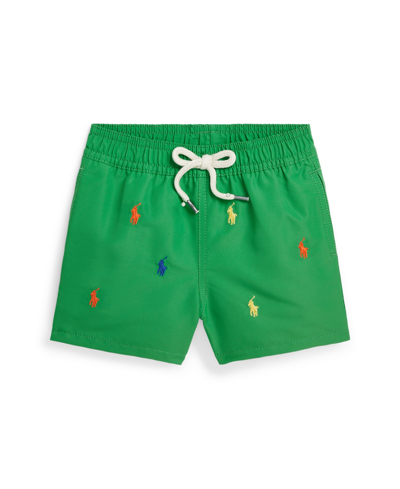 Shop Polo Ralph Lauren Baby Boys Traveler Swim Trunk In Preppy Green
