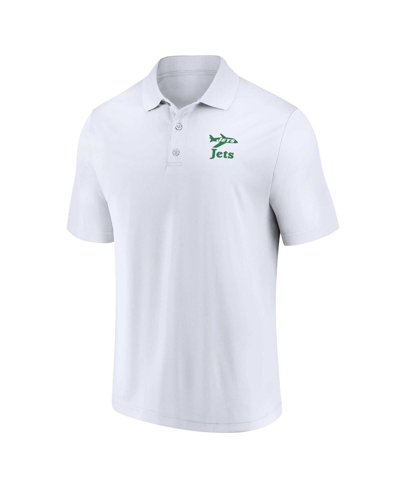 Shop Fanatics Men's  White, Green Distressed New York Jets Throwback Two-pack Polo Shirt Set In White,green