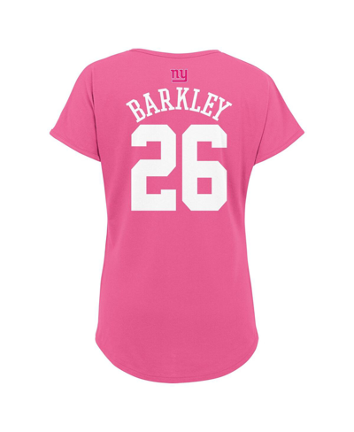 Shop Outerstuff Big Girls Saquon Barkley Pink New York Giants Player Name And Number T-shirt