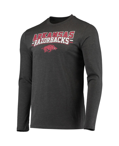 Concepts Sport Cardinal/heathered Charcoal Arkansas Razorbacks Meter Long Sleeve T-shirt & Pants Sle In Cardinal,heathered Charcoal