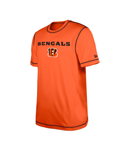 Shop New Era Men's  Orange Cincinnati Bengals Third Down Puff Print T-shirt