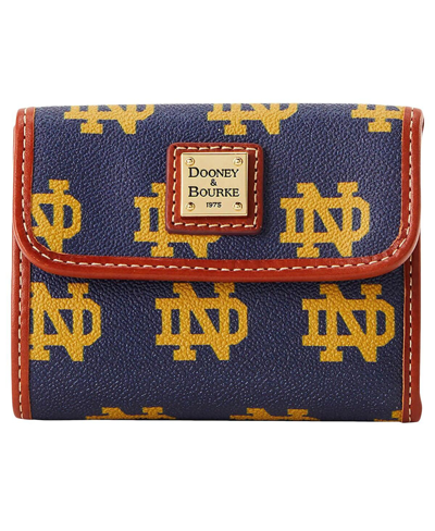 Shop Dooney & Bourke Women's  Notre Dame Fighting Irish Flap Credit Card Wallet In Navy
