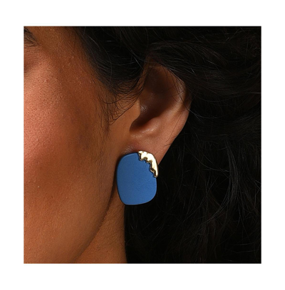 Shop Sohi Women's Blue Geometric Stud Earrings