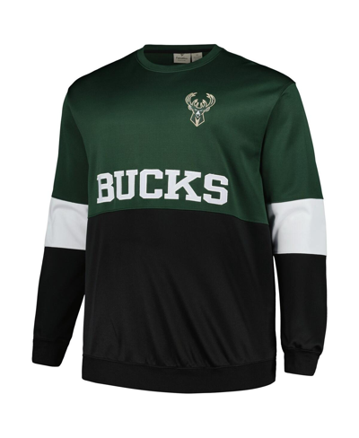 Fanatics Men's  Hunter Green, Black Milwaukee Bucks Big And Tall Split Pullover Sweatshirt In Hunter Green,black