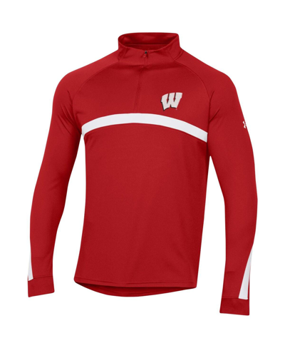 Under Armour Men's  Red Wisconsin Badgers Game Day Raglan Quarter-zip Top In Red