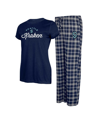 Shop Concepts Sport Women's  Navy, Gray Seattle Kraken Arctic T-shirt And Pajama Pants Sleep Set In Navy,gray