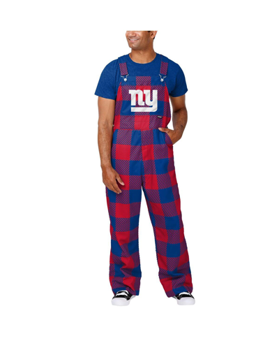 Shop Foco Men's  Royal New York Giants Big Logo Plaid Overalls