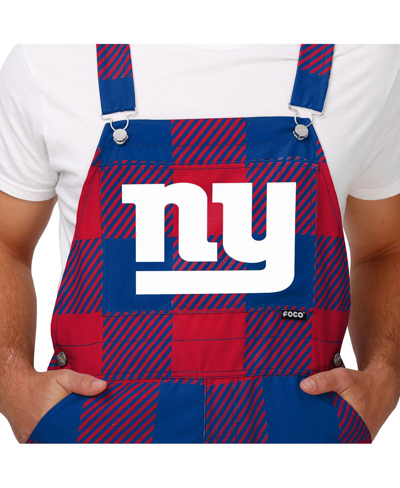 Shop Foco Men's  Royal New York Giants Big Logo Plaid Overalls
