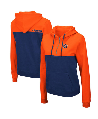 Colosseum Orange/navy Auburn Tigers Aidan Lightweight Half-zip Hoodie In Orange,navy