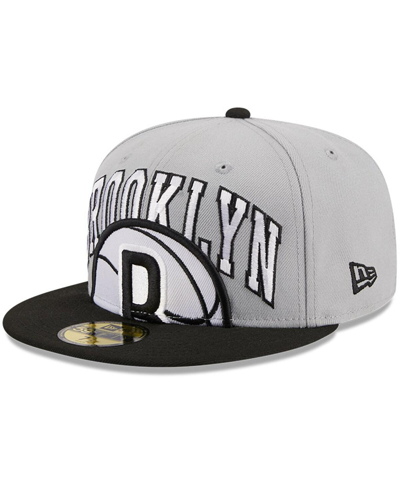 New Era Men's  Gray, Black Brooklyn Nets Tip-off Two-tone 59fifty Fitted Hat In Gray,black