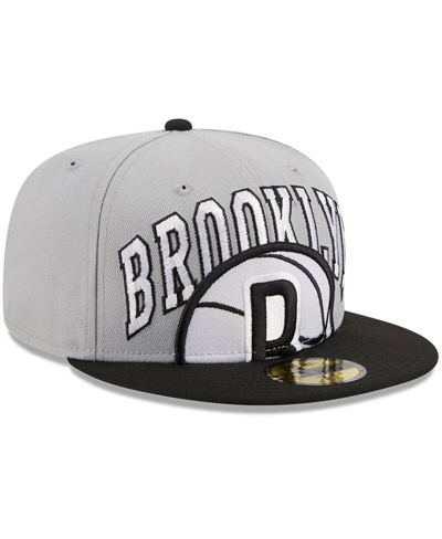 New Era Men's  Gray, Black Brooklyn Nets Tip-off Two-tone 59fifty Fitted Hat In Gray,black