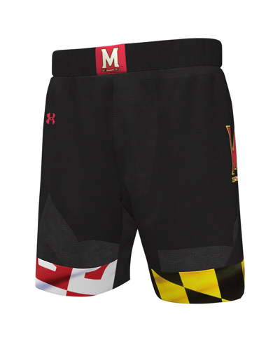 Shop Under Armour Men's  Black Maryland Terrapins Replica Basketball Shorts