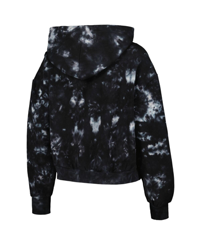 The Wild Collective Black Minnesota Vikings Tie-dye Cropped Pullover Hoodie In Black