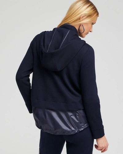 Shop Chico's Double Knit Mix Jacket In Navy Blue Size Xl |  Zenergy