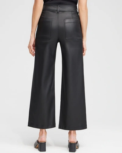 Chico's Coated Wide Leg Cropped Denim In Black Size 16/18 |  In Black