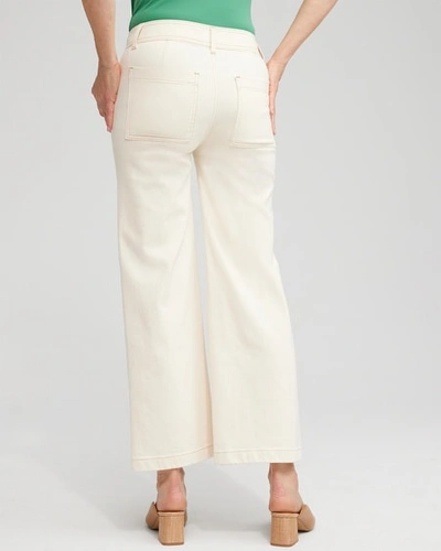 Chico's Petite Cropped Seeded Wide Leg Denim In Natural Seeded