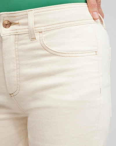 Shop Chico's Cropped Seeded Wide Leg Denim In White Size 14p |  In Natural Seeded