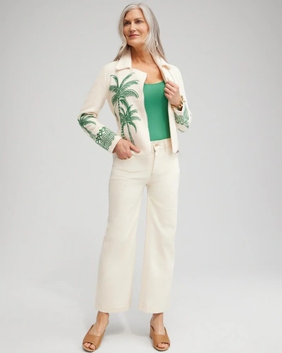 Chico's Petite Cropped Seeded Wide Leg Denim In Natural Seeded