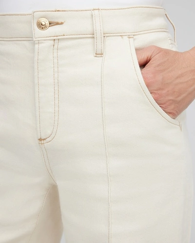 Shop Chico's Pintuck High Rise Wide Leg Jeans In White Size 4 |  In Natural Seeded