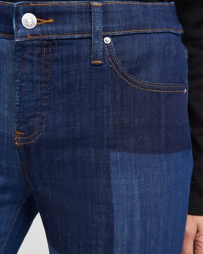 Chico's Girlfriend Patchwork Flare Jeans In Dark Wash Denim Size 16 |  In Lenia Indigo