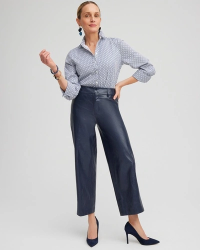 Chico's Faux Leather Trouser Crops In Constellation Blue