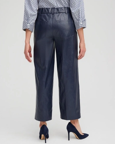 Chico's Faux Leather Trouser Crops In Constellation Blue