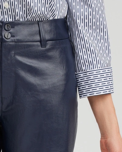 Chico's Faux Leather Trouser Crops In Constellation Blue