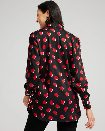 Chico's Heart Print Tunic Top In Black Size 16/18 |  In Black