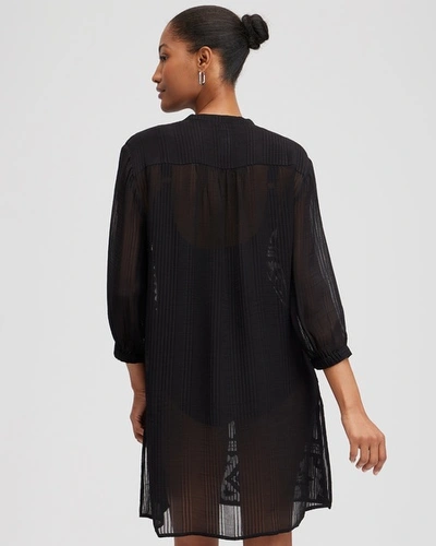 Shop Chico's Embroidered Swim Dress Coverup In Black Size Small |