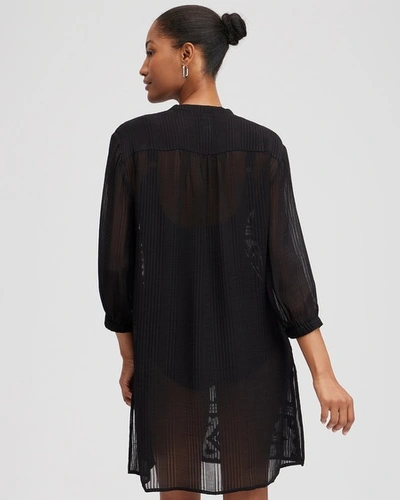 Chico's Embroidered Swim Dress Coverup In Black Size Small |  In Black