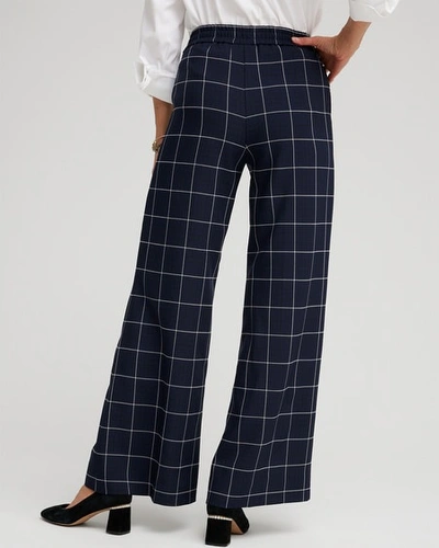 Shop Chico's Jacquard Flare Trousers In Navy Blue Size 10 |