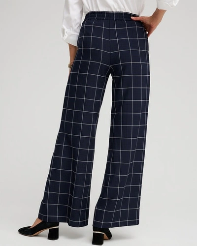 Chico's Jacquard Flare Trousers In Blue Size 8 |  In Navy Blue