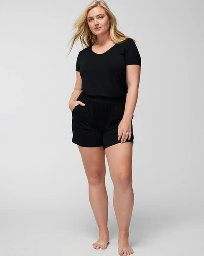 Soma Women's Cool Nights Long Pajama Shorts In Black Size Small |  Mother's Day Pajamas In Black