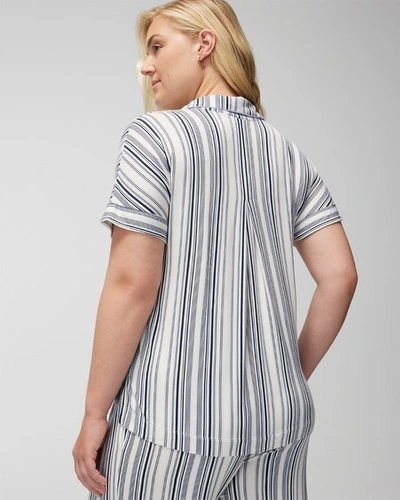 Shop Soma Women's Cool Nights Split-neck Short Sleeve T-shirt In Lavender Size Large |
