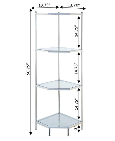 Shop Convenience Concepts 13.75" Chrome Royal Crest 4 Tier Glass Corner Shelf In Chrome,glass