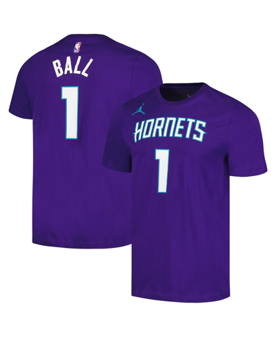 Shop Jordan Men's  Lamelo Ball Purple Charlotte Hornets 2022/23 Statement Edition Name And Number T-shirt