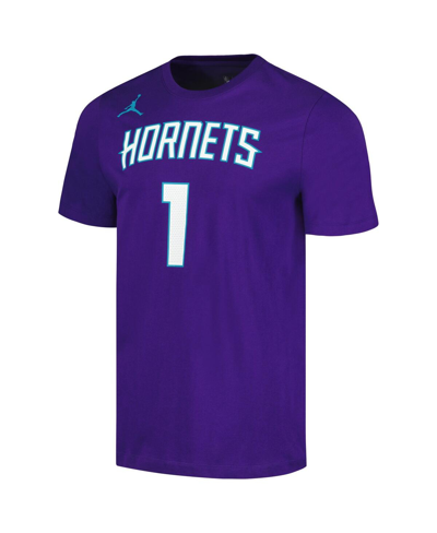 Shop Jordan Men's  Lamelo Ball Purple Charlotte Hornets 2022/23 Statement Edition Name And Number T-shirt