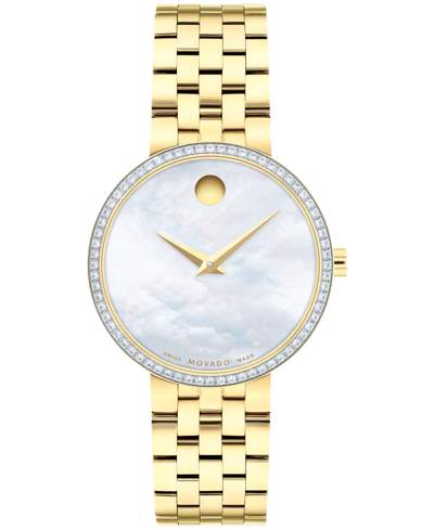 Shop Movado Women's Museum Classic Swiss Quartz Yellow Physical Vapour Deposition (pvd) Watch 30mm In Gold-tone